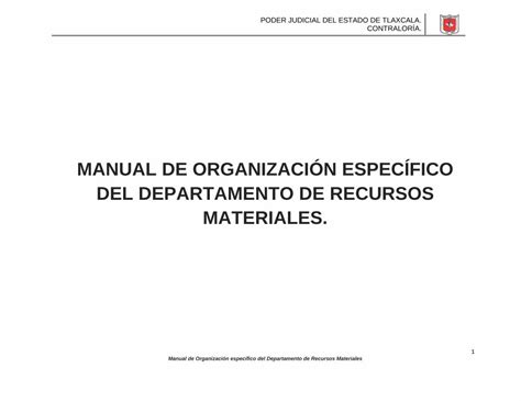 PDF MANUAL DE ORGANIZACIÓN ESPECÍFICO DEL DEPARTAMENTO DE El