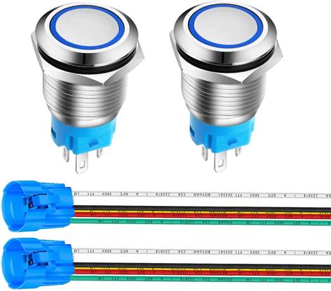 Gebildet Mm Edelstahl Kurzzeitiger Drucktasten V V A Led No Nc