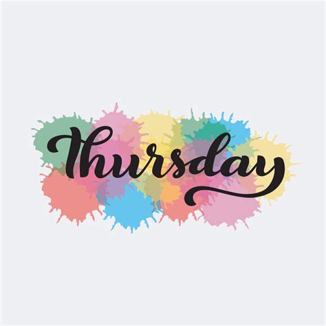 Thursday Text Lettering With Colorful Watercolor Splatter Background