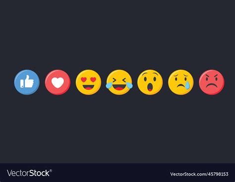 Emoji Icons Set Social Media Emoticon Reactions Vector Image