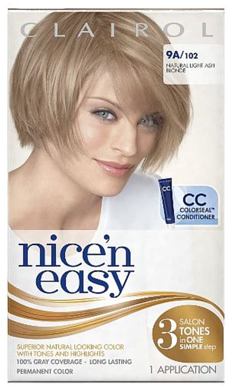 Nice N Easy Permanent Hair Dye Natural Light Ash Blonde 102 Covers Gray 1 Ea Pack Of 3
