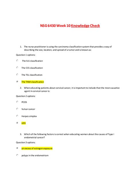 NRNP 6566 Week 10 Knowledge Check 100 Correct Verified Answers