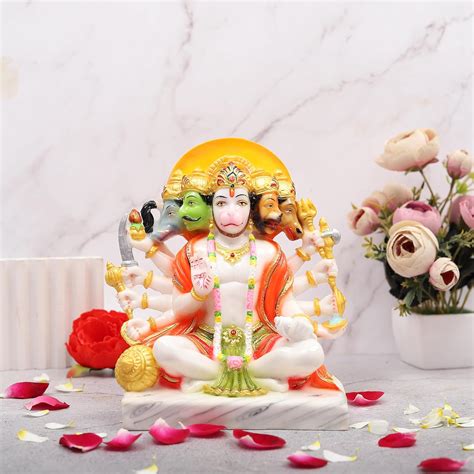 Buy Rama Collections Marble God Lord Panchmukhi Hanuman Bajrangbali