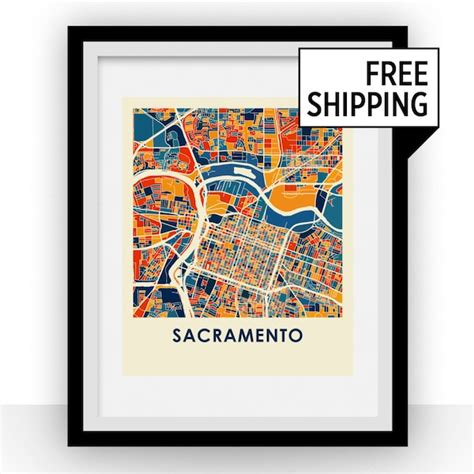 Sacramento Map Print Etsy