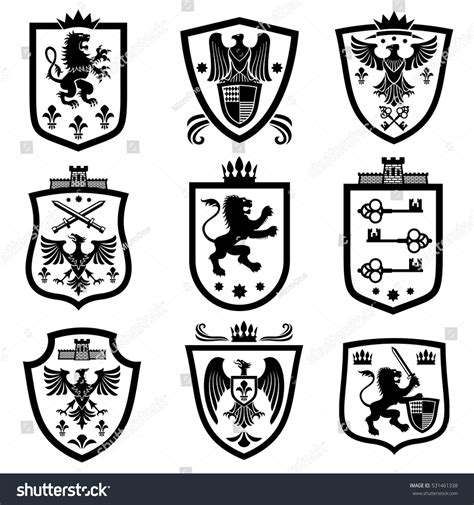 Royal Shields Nobility Heraldry Coat Arms Stock Vector Royalty Free