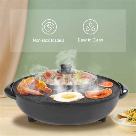 Hot Pot With Grill In Electric Grill And Hot Pot Smokeless Bbq Pan