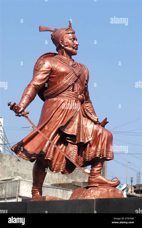 Bronze statue of Sambhaji Maharaj holding sword ; son of Maratha King ...