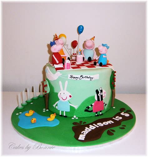 Peppa Pig picnic cake . zoe zebra, rebecca rabbit, danny dog. Cakes by Bonnie.. | Pig birthday ...