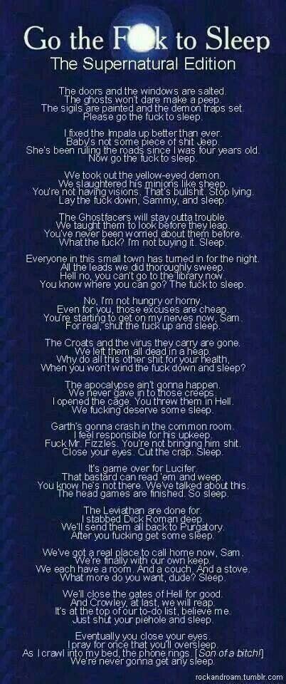 Go The Fuck To Sleep Supernatural Edition Supernatural Amino