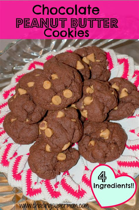 4 Ingredient Chocolate Peanut Butter Cookies Chasing Supermom