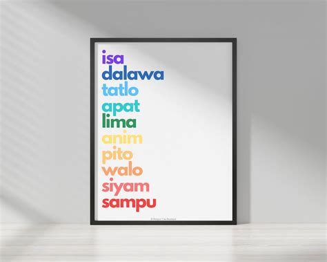 TAGALOG Numbers Print Printable Wall Art Colorful Minimal - Etsy