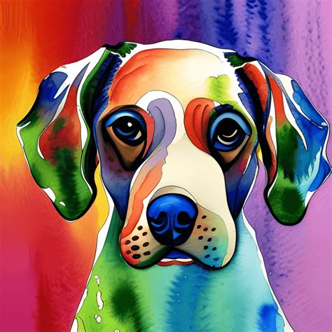 Rainbow Dog Full Head Painting · Creative Fabrica