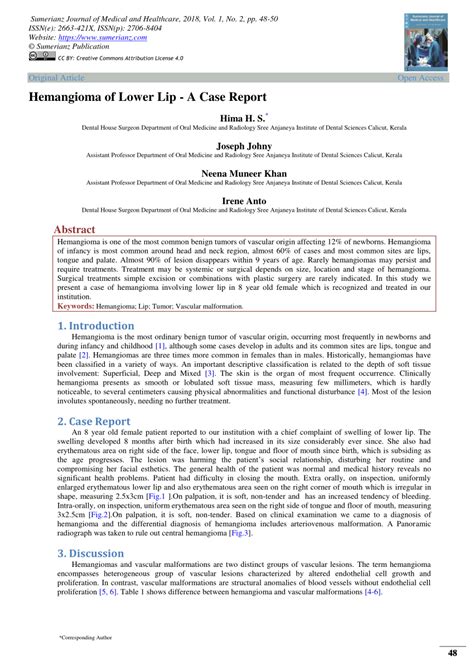 (PDF) Hemangioma of Lower Lip -A Case Report