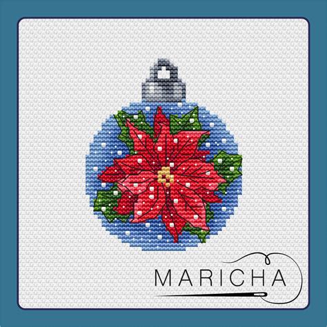 Poinsettia Christmas Ball Cross Stitch Pattern Code MA 053 MARICHA