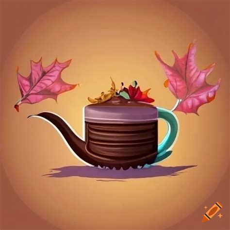 Cup Of Hot Chocolate Surrounded By Autumn Leaves