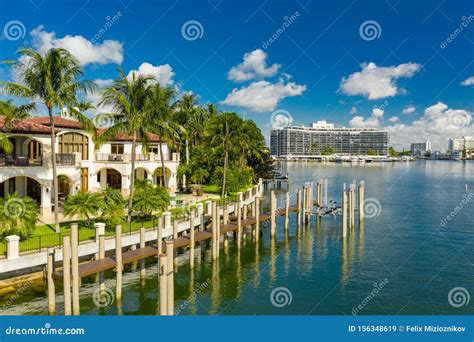 Aerial Shot of Miami Beach Luxury Mansions of the Rich and Famous Stock ...