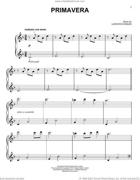 Primavera Sheet Music For Voice And Other Instruments E Z Play