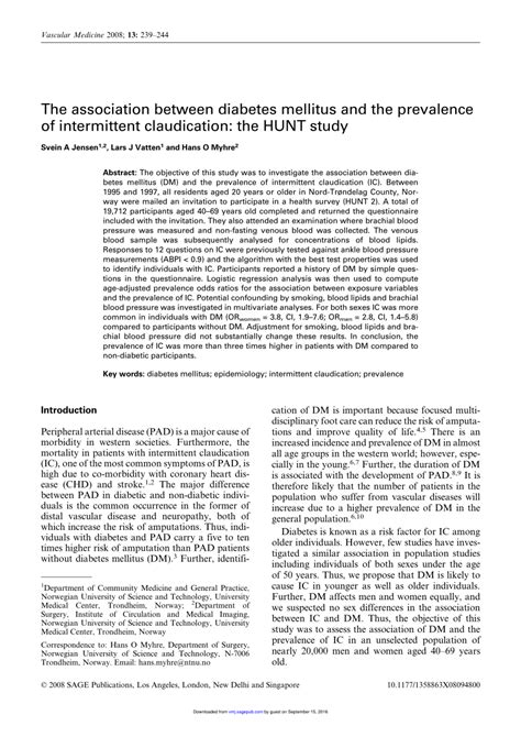 Pdf The Association Between Diabetes Mellitus And The Prevalence Of