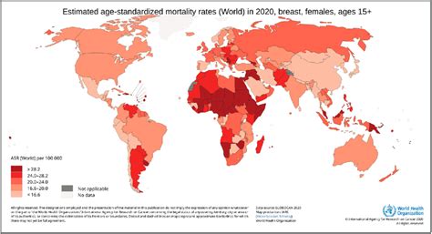 World Maps For Breast Cancer Age Standardised Mortality Rates