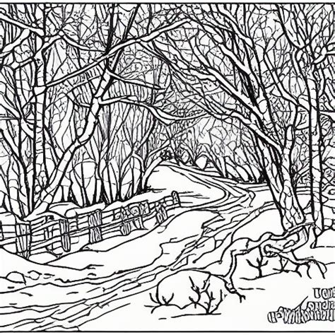 Winter Scene Coloring Page · Creative Fabrica