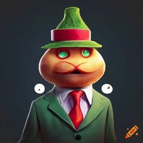 Illustration Of A Tomato Wearing A Suit And Hat On Craiyon