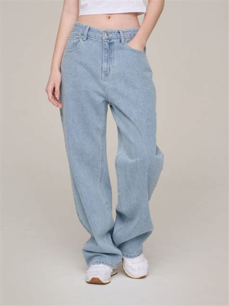 Musinsa Noirnine Nn Low Rise Wide Denim Pants Light Blue