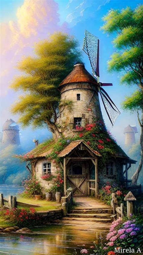 Solve Windmill By The River Jigsaw Puzzle Online With 66 Pieces