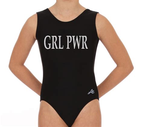 Girls Gymnastics Leotards Grl Pwr Black Nylon Etsy