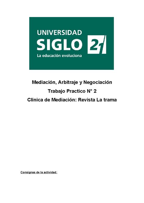 Tp N Mediacion Mediaci N Arbitraje Y Negociaci N Trabajo