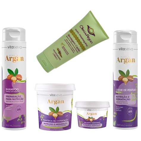 Vita Seiva Oleo De Argan Prods Kit Shampoo Creme Pentear Mascara