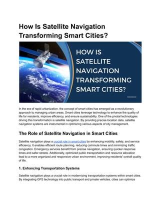 How Is Satellite Navigation Transforming Smart Cities Pdf