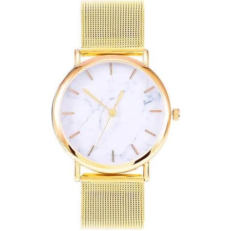 Fashion Women Watch Silver And Gold Mesh Band Creative Marble Wristwat