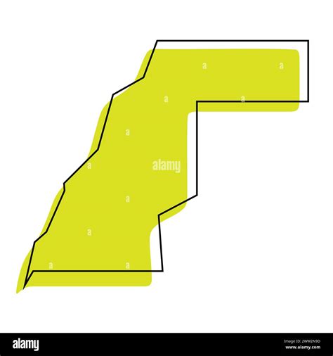 Western Sahara Country Simplified Map Green Silhouette With Thin Black