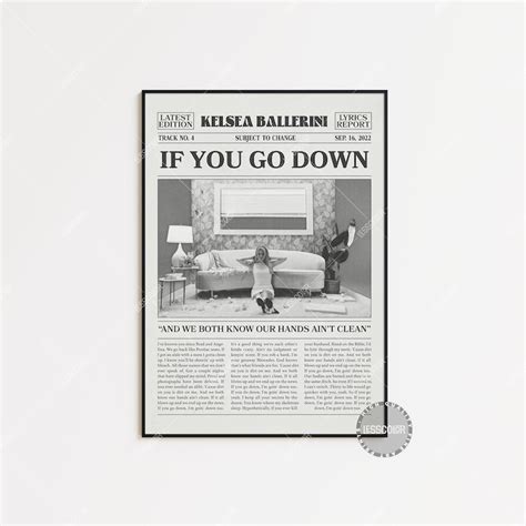 POSTER Kelsea Ballerini Retro Newspaper Print If You Go Down I M Goin