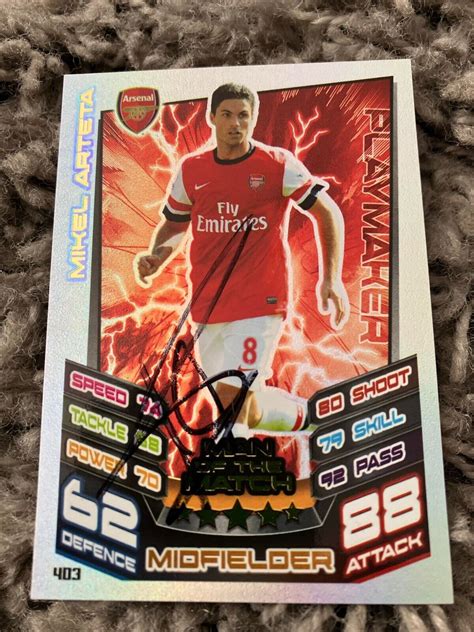 Mikel Arteta Arsenal Hand Signed Topps Match Attax Card