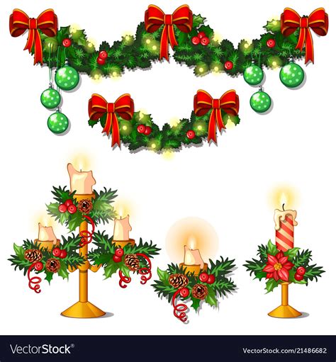 Christmas sketch with decorations of twigs Vector Image