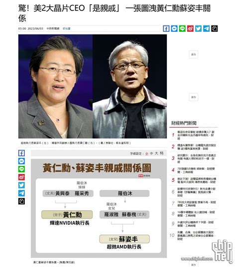 台湾中时新闻网确定黄仁勋母亲罗采秀和苏姿丰外公罗伯沐是兄妹关系！俩人亲属实锤！ 电脑讨论新 Chiphell 分享与交流用户体验