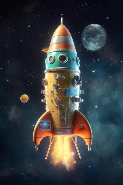 Premium AI Image | A space rocket with a space ship in the background