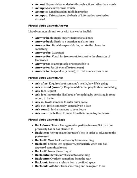 2000 Common Phrasal Verbs List From A Z Pdf