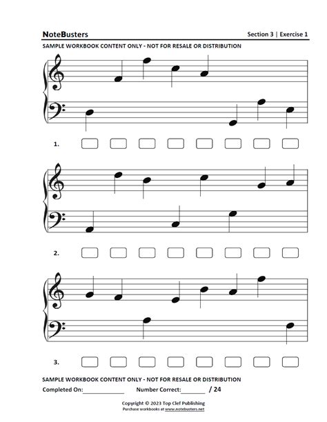 Sight Reading Sheet Music Exercises From Notebusters Section 3