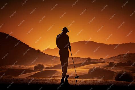 Premium Photo Image Silhouette Of A Retiree Playing Golf At Sunset Ai