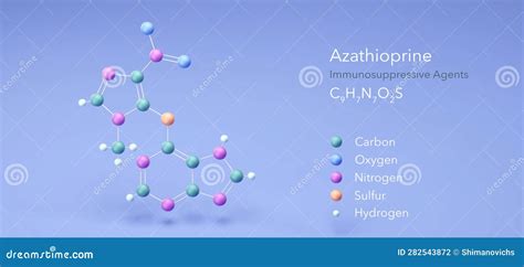 Azathioprine Molecule Molecular Structures Immunosuppressive Agents 3d Model Structural