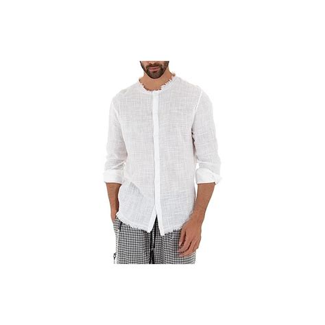 Giosal Camicia Uomo Sfrangiata Tinta Unita Manica Lunga Casual Made In