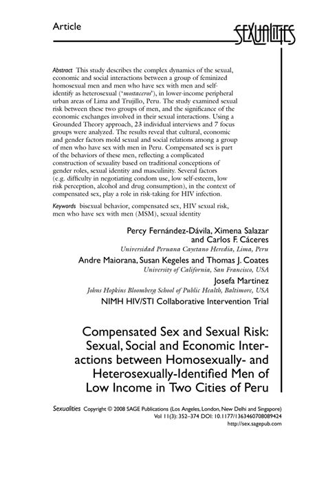 Pdf Compensated Sex And Sexual Risk Sexual Social And Economic