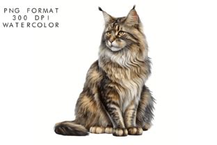 Watercolor Maine Coon Cat Clipart Graphic By Watercolorbykr Creative