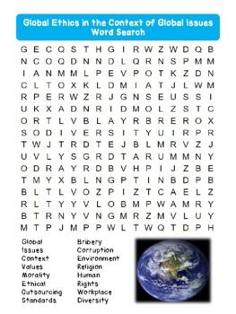 Global Ethics In The Context Of Global Issues Word Search TPT