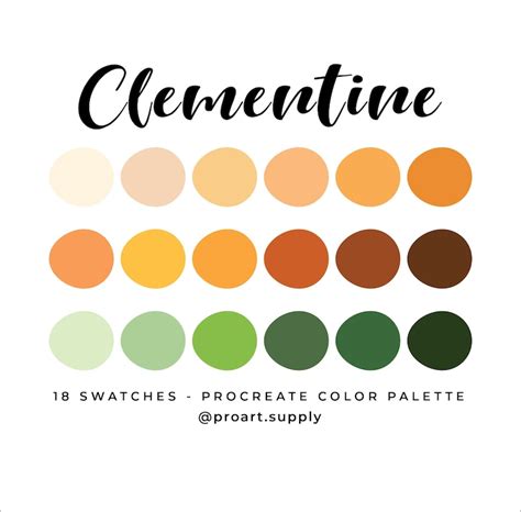 Clementine Procreate Color Palette Hex Codes Orange Brown Green For Ipad Digital Illustration