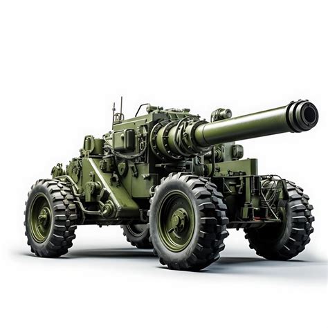 Arma Terrestre De Artilharia Isolada Howitzer Sage Green Em Whit Sobre