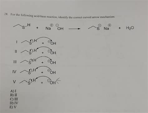 Solved 28 For The Following Acid Base Reaction