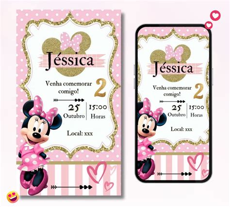 Convite Da Minnie Rosa Digital Elo Produtos Especiais